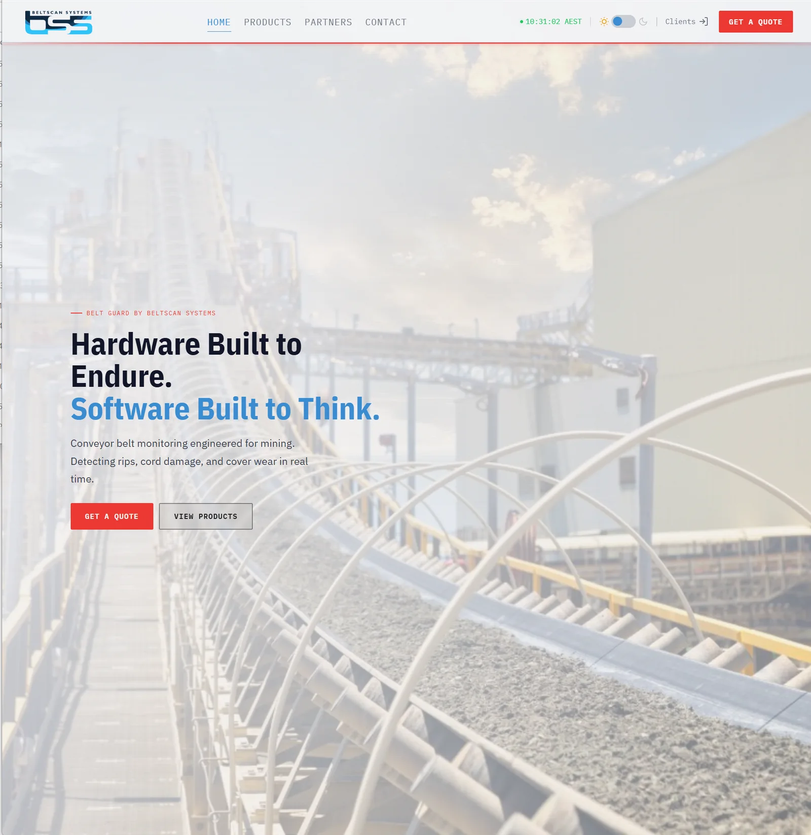 Beltscan Systems industrial website homepage