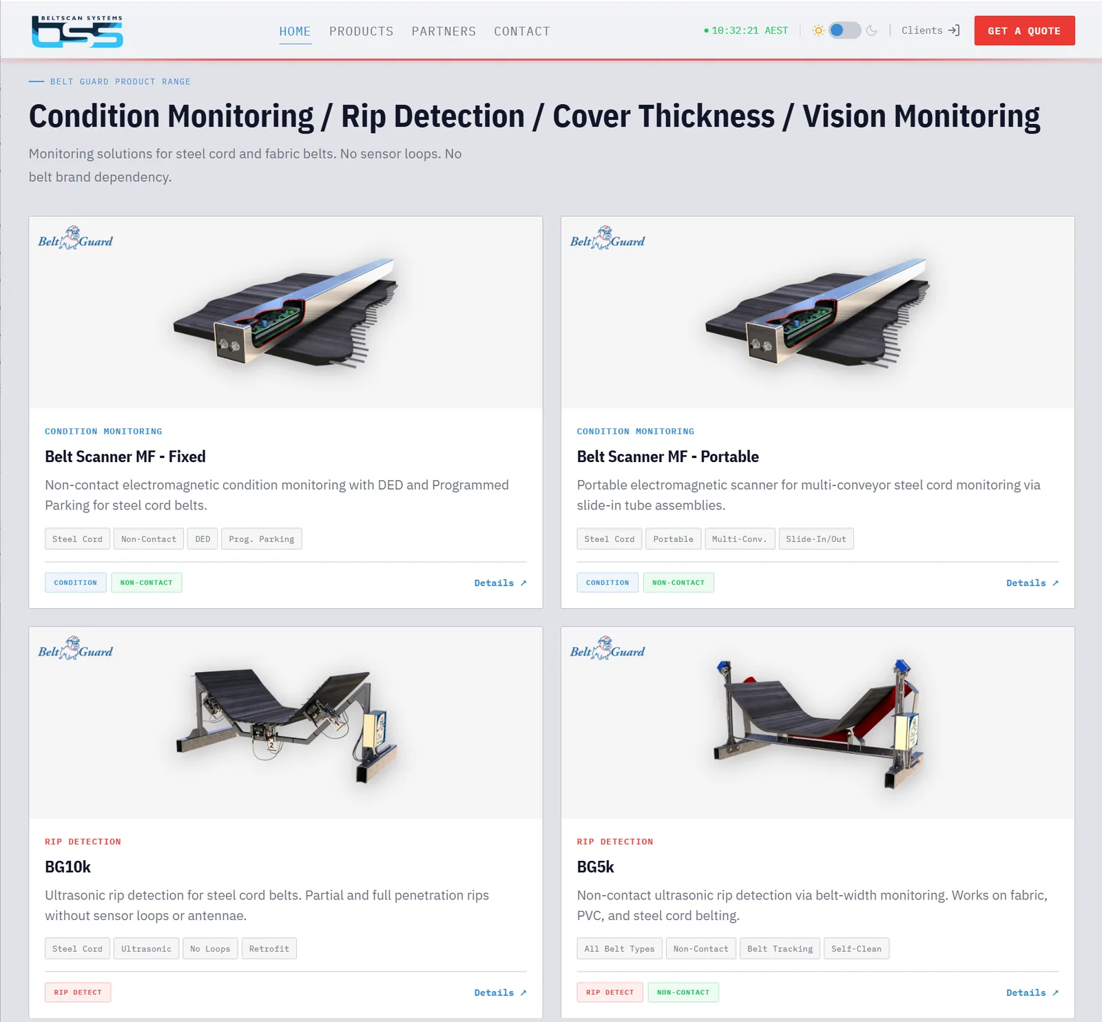 Beltscan Systems product range page