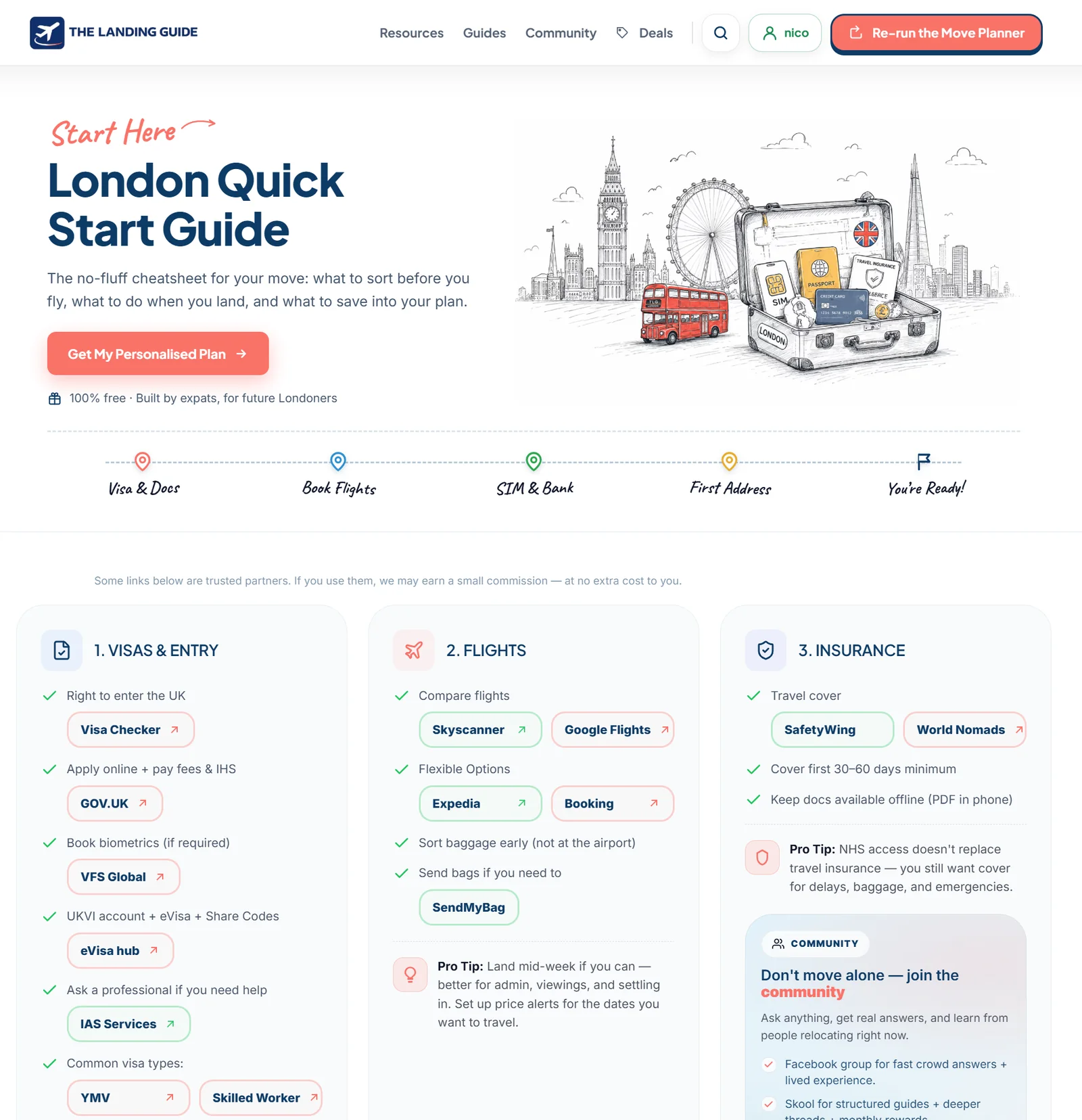 The Landing Guide London Quick Start Guide website